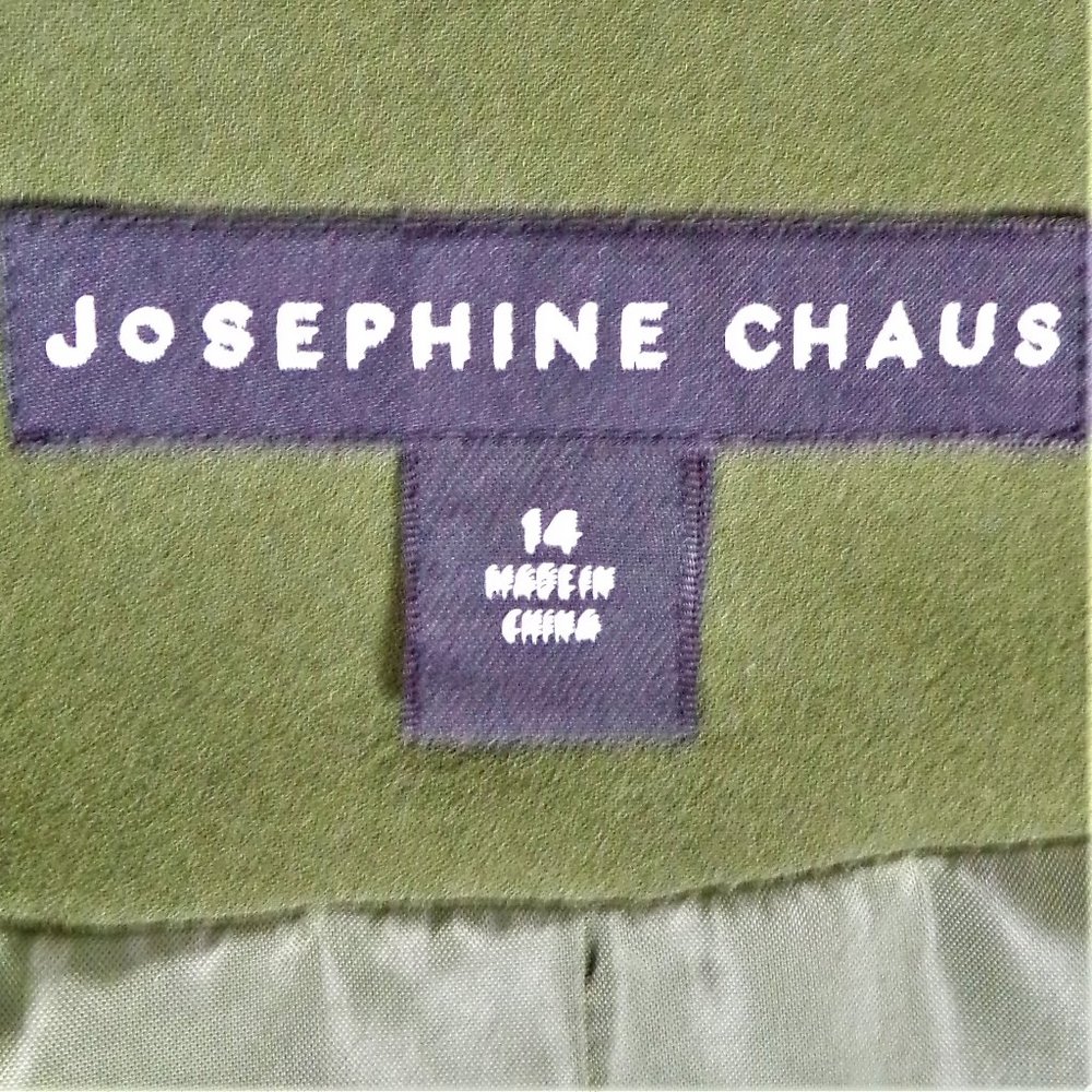SILK! JOSEPHINE CHAUS size 14 hunter-green 2-piece pant suit 100% silk outer - Picture 10 of 13
